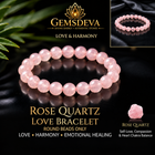 Natural Rose Quartz Bracelet for Love & Emotional Healing | Gemsdeva
