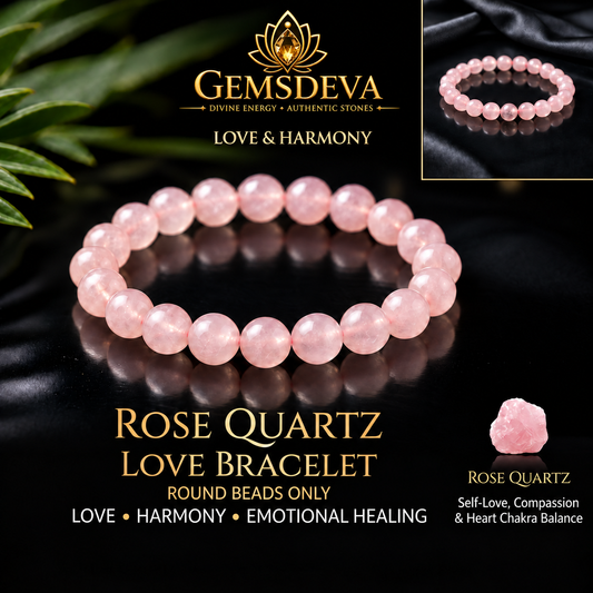 Natural Rose Quartz Bracelet for Love & Emotional Healing | Gemsdeva