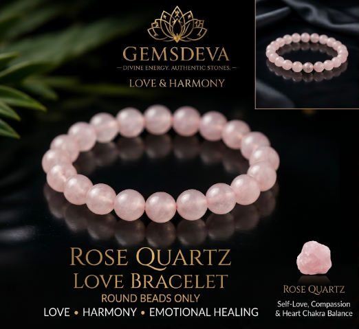 Natural Rose Quartz Bracelet for Love & Emotional Healing | Gemsdeva