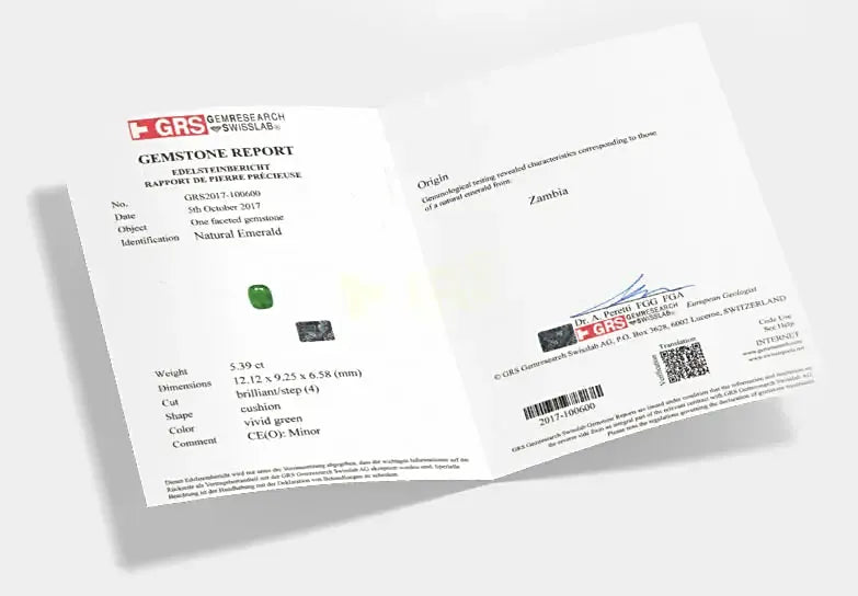 Gemstone Certificate